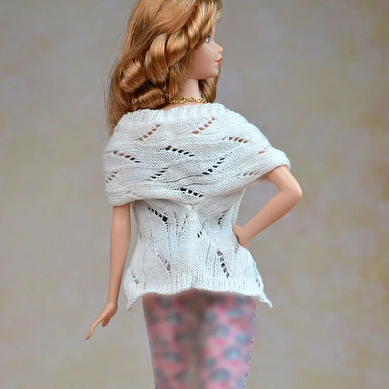 

White Black Knitted Warm Sweater Coat For Barbie Doll Clothes Outfits 1/6 BJD Dolls Accessories For Children Dollhouse DIY Toys