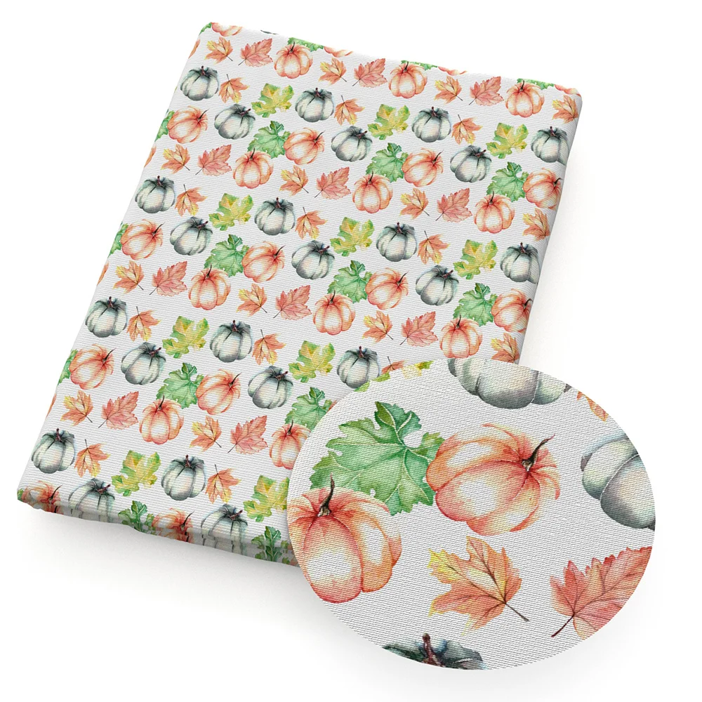 

50*145cm Leaf Pumpkin Plaid Print 100% Cotton Fabric Patchwork for Cloth Puppet Garment Tissue Quilting Material Doll,1Yc12294