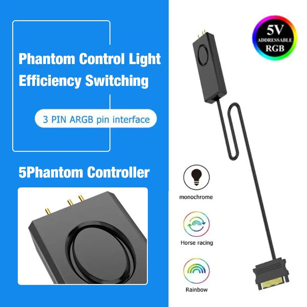 Rondaful 5В 3Pin ARGB контроллер SATA Pin источник питания Настольный компьютер пульт