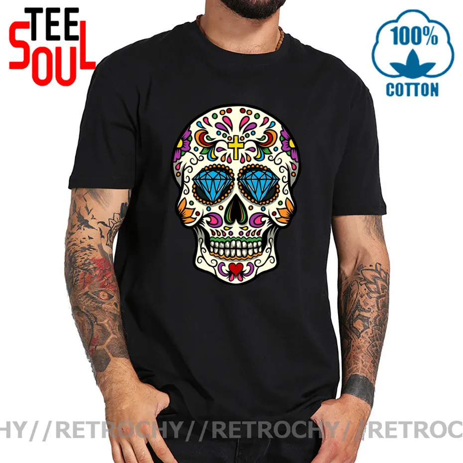 Мужская футболка с принтом мексиканского черепа Приталенная для фитнеса 2021