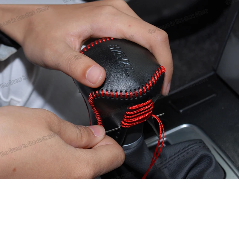 

Lsrtw2017 Leather Car Gear Level Cover Protector for Haval H6 2017 2018 2019 2020 2021 Carbon Fiber Auto Parts shift knob post