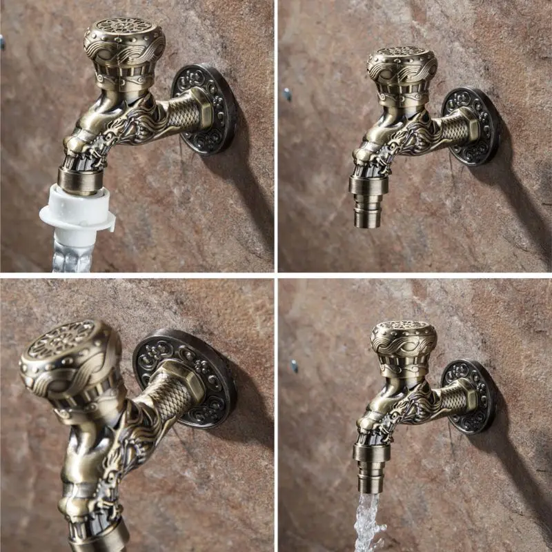 

Antique Bronze Dragon Wall Mounted Tap Sink Faucet Dragon Washing Machine Tap