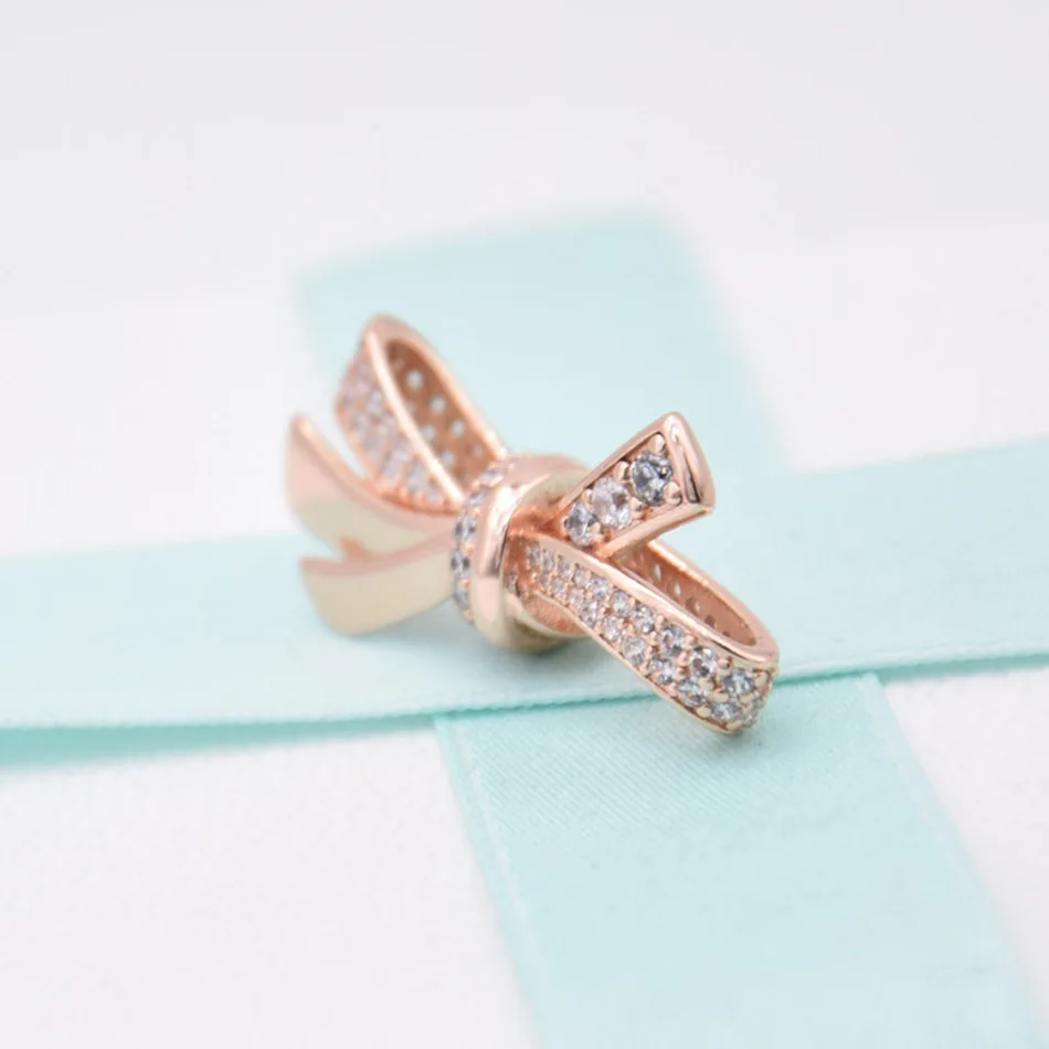 Подвеска-бант из розового золота на день матери подходят для бусин браслетов