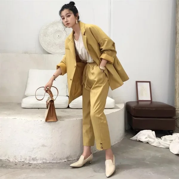 

Women Pant Suits Women New Fashion Loose Blazer Suit+Pants Two-Piece Business Office Lady Pant Suits Two Pieces Sets blazer set
