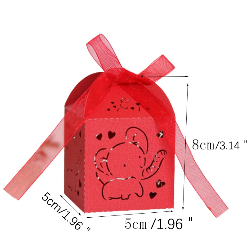 50Pcs Elephant Laser Cut Wedding Favors Gift Box DIY Hollow Candy Boxes With Ribbon Baby Shower Engagement Party Decor | Дом и сад