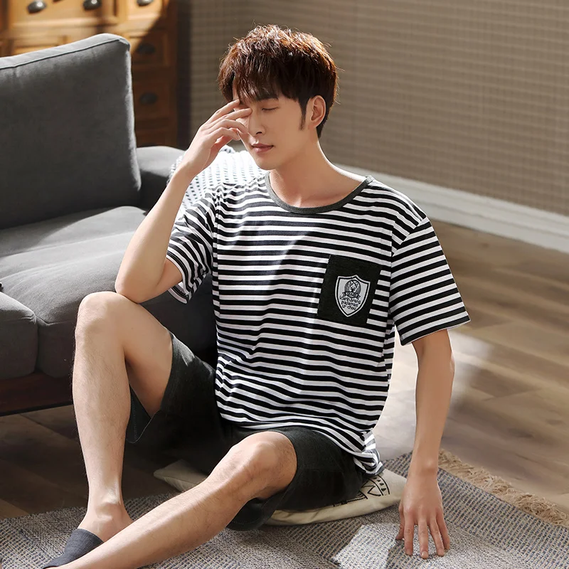 

Pajama Sets Men Short Sleeve Fashion Casual Print Homewear Male Clothes Sleepwear Breathable Plus Size 3XL Loose Ulzzang Pajamas