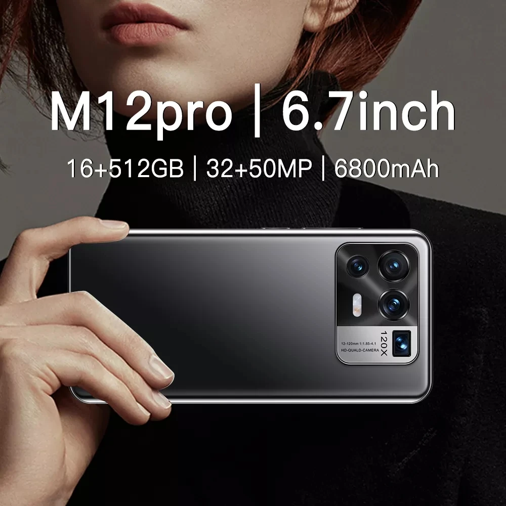 

Top Sale M12 Pro Global Version Smartphone 16GB 512GB Android 11 6.7 Inch 6800mAh Fingerprint Snapdragon 888 Mobile Phone