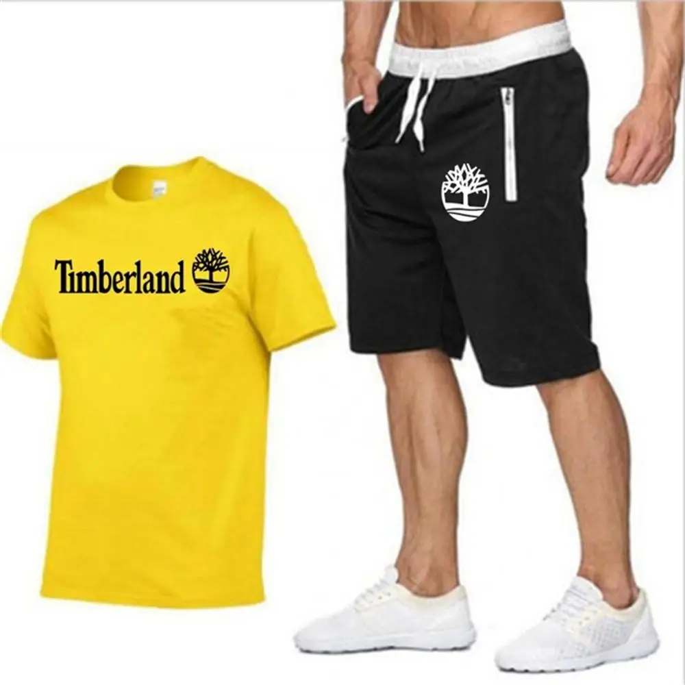 

2021 Summer Men's T-shirt Set 2-piece Men's Sportswear Suit Basketball Sports Fitness Printed Short Sleeve + Men's Suit