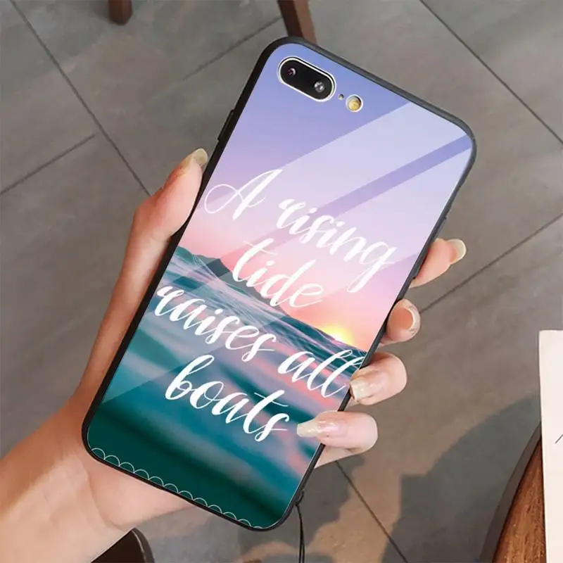 

ocean wallpaper with quote Phone Case Tempered glass For iphone 5C 6 6S 7 8 plus X XS XR 11 PRO MAX