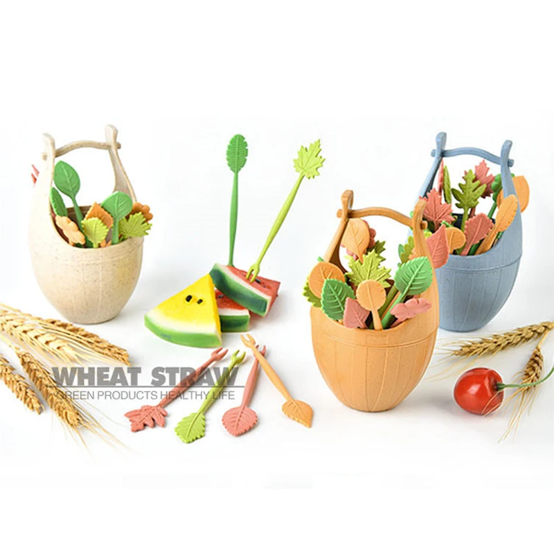 16 шт./компл. биоразлагаемое ведро для вилки фруктов в форме листьев закусок еды