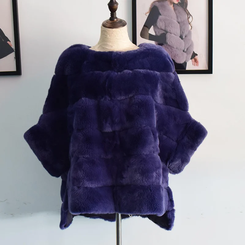 Purple Tatyana Furclub, натуральное меховое пальто, зимняя куртка для женщин, верхняя одежда, модная накидка, натуральный мех кролика, куртка, Полный Пелт размера плюс, парки - Цвет: Purple