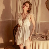 sexy mousse women sexy pajamas backless mesh temptation sleepwear thin nightdress womens home clothes suit 2022 new black white