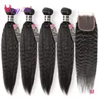 Бразильские курчавые прямые волосы YuYongtai, плетеные 4 пряди с застежкой, 100% человеческие волосы, 4x4, кружевные волосы без Реми, среднее соотношение