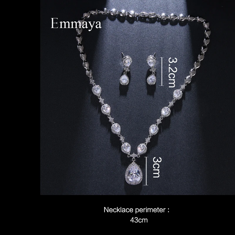 Классические серьги и ожерелье Emmaya с серебряным покрытием фианитами | Украшения