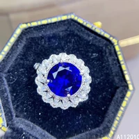 kjjeaxcmy fine jewelry 925 sterling silver inlaid natural sapphire noble new womans adjustable ring support test hot selling