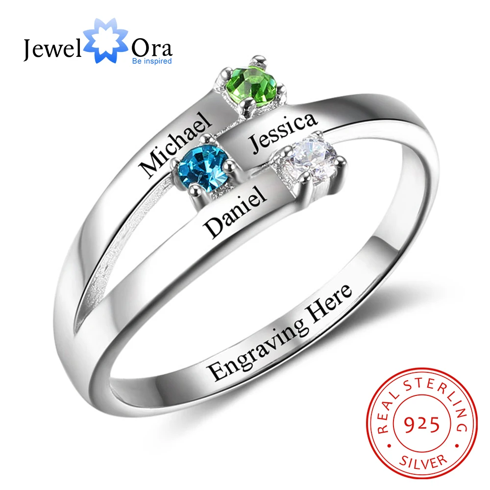 Кольца с гравировкой имени матери персонализированные кольца для женщин 3 камня