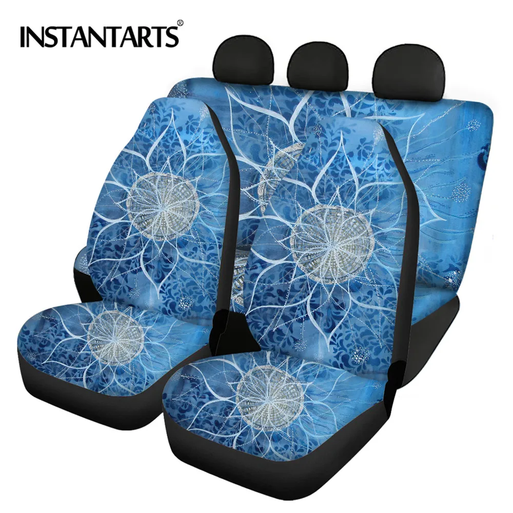 

INSTANTARTS Datura Flowers Pattern Comfortable Vehicle Seat Protector Stylish Universal Car Front and Back Seat Covers Thick