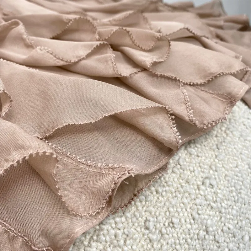 

2021 Spring Autumn High Quality Layers Ruffles Long Sleeve Elegant Pink Long Blouses