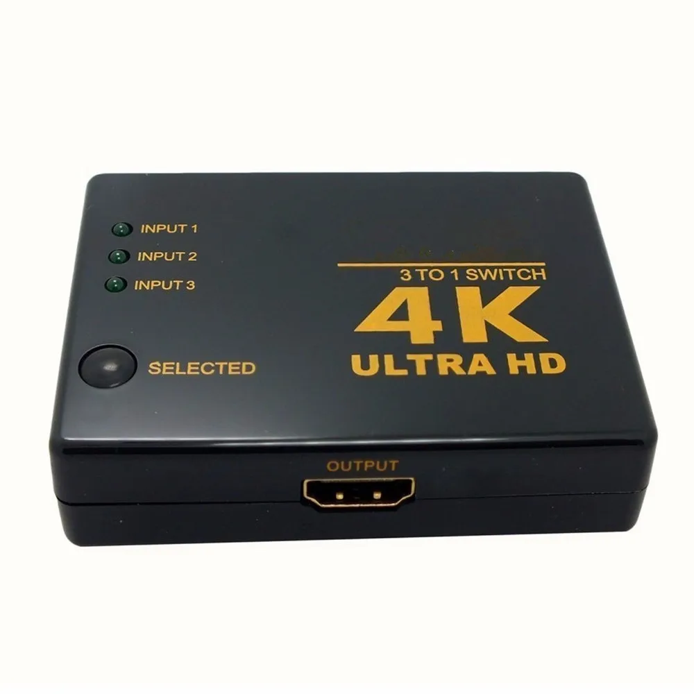 Коммутатор совместимый с HDMI 4K HD1080P 3-портовый HD Переключатель Селектор сплиттер