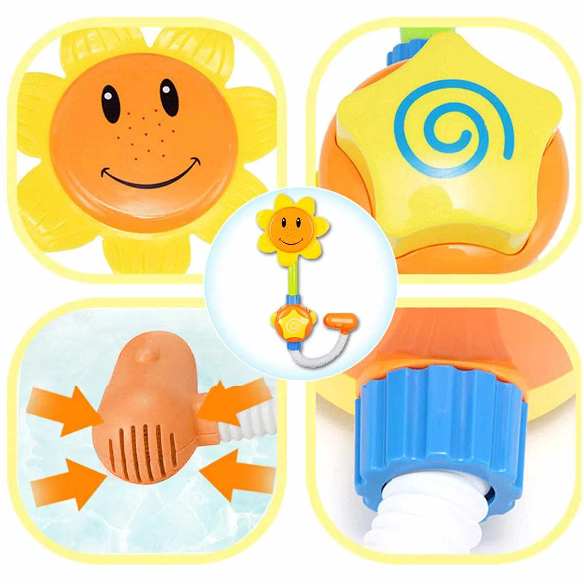 

Baby Funny Water Game Bath Toy Bathing Tub Sunflower Shower Faucet Spray Water Swimming Bathroom Bath Toys For Children