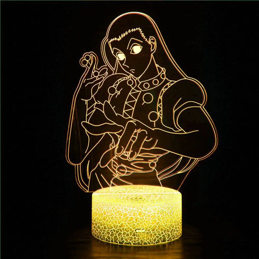 

Acrylic LED Night Light Anime Hunter X Hunter Bedroom Decoration Lights Children's Gadgets Gift HXH Ilumizodeck Doll 3D Lights