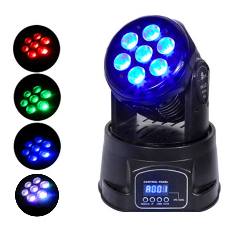2 шт./лот Светодиодный прожектор вращающаяся голова/RGBW Луч 7x12 Вт мини мыть