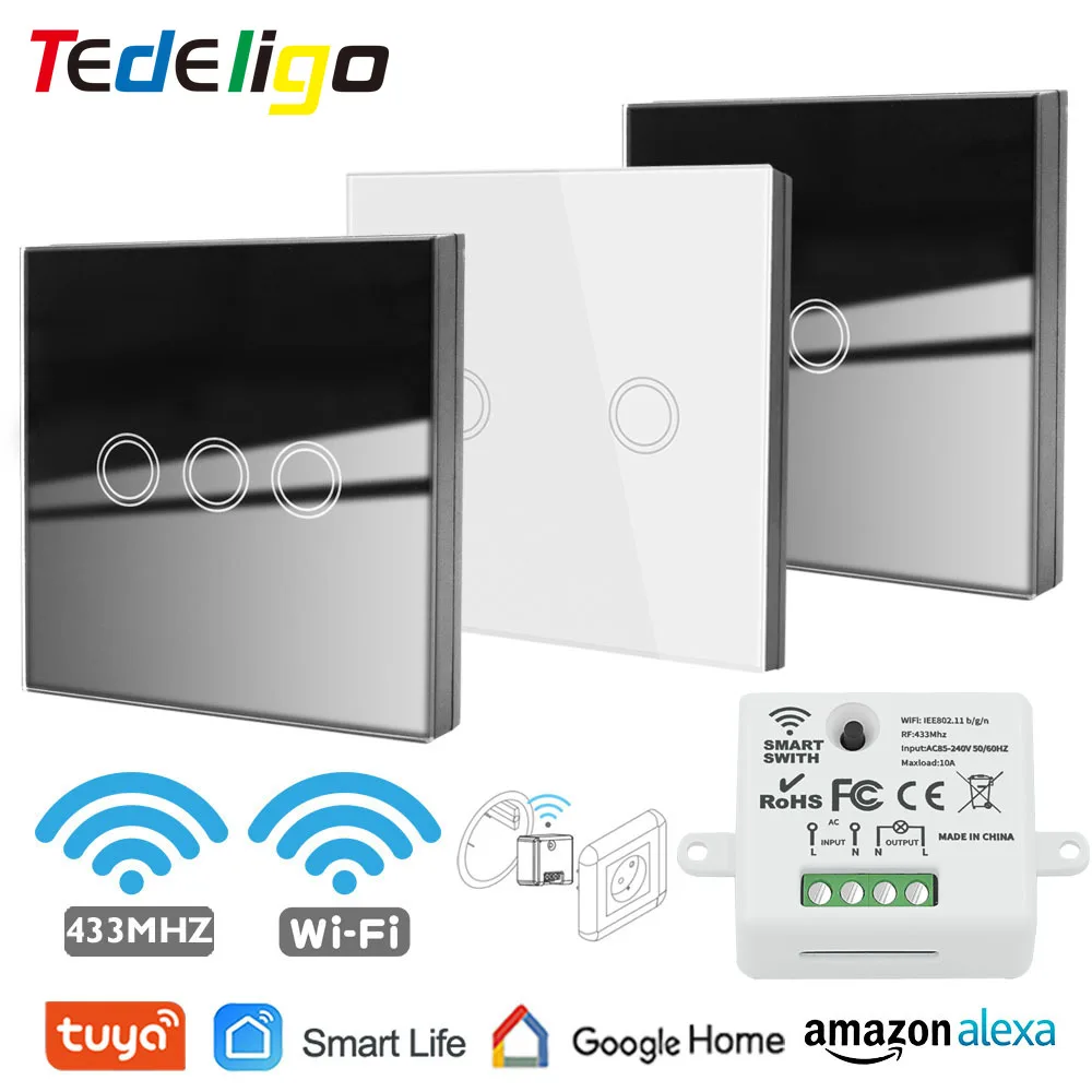 

Wifi Smart Light Mini Switch AC 220V 433mhz Wireless Remote Control Touch Switch Timer Module Compatible Socket Alexa GoogleHome