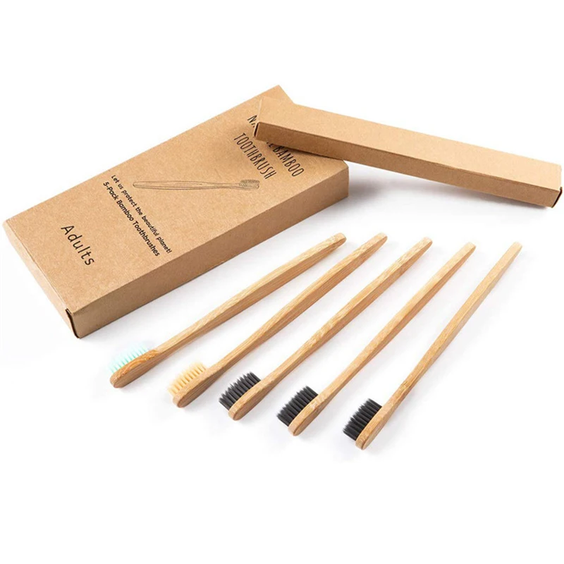 

Adult Bamboo Toothbrushes 10pcs/5pcs BPA Free Soft Bristles Tooth Brush 100% Natural Eco-Friendly for Oral Care Healthy