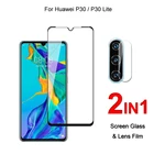 Полное покрытие стекло для Huawei P30 Lite  P30 Защитная пленка для экрана закаленное стекло взрывозащищенное и пленка для объектива камеры
