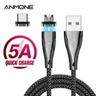 Магнитный кабель ANMONE Type-C, Micro USB, 5 А, для быстрой зарядки, мобильный телефон