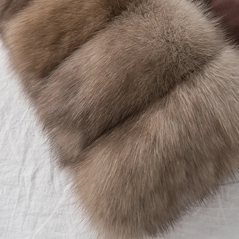 Женский вязаный шарф из натурального меха норки TZ8679 |