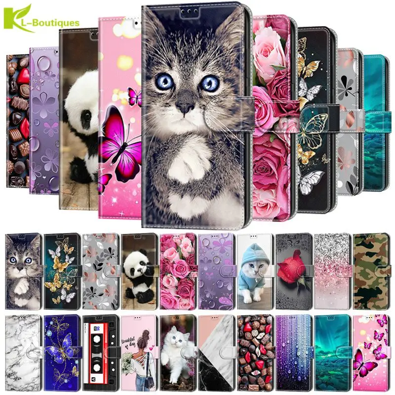 Чехол-книжка с мультяшными животными для Samsung Galaxy A12 A125 A72 A52 A32 A42 5G A02 M12 кожаный