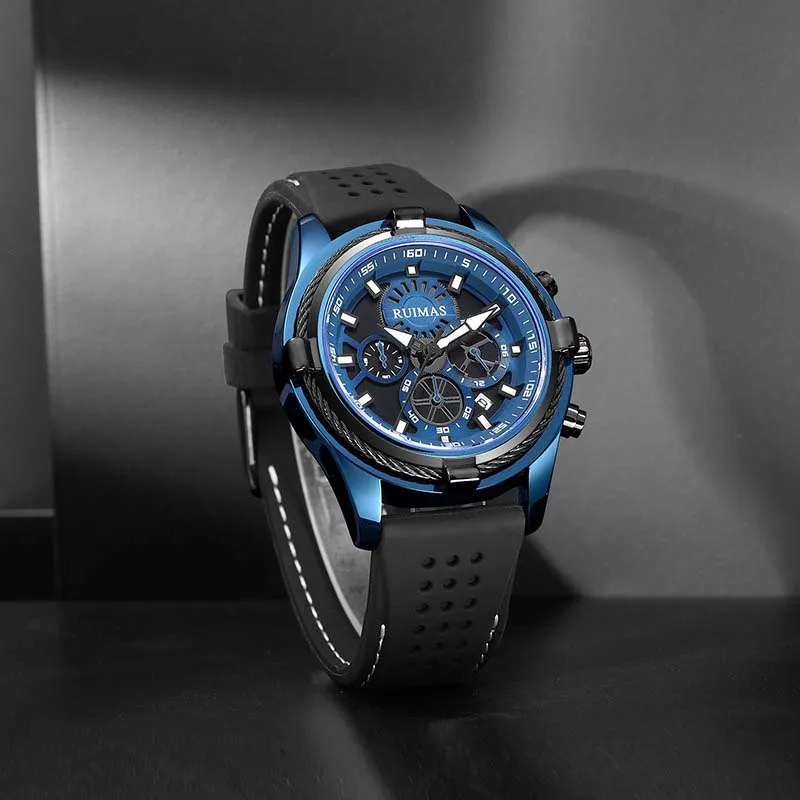 

Мужские водонепроницаемые кварцевые наручные часы RUIMAS Hardlex с календарем