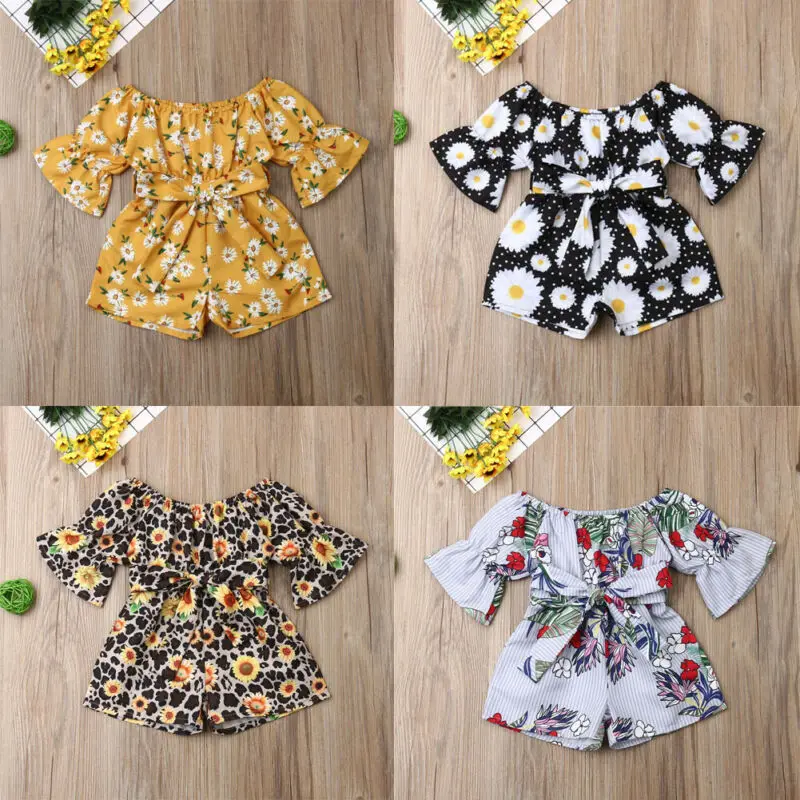 Одежда для маленьких девочек от 1 до 4 лет Комбинезон Комбинезоны с короткими