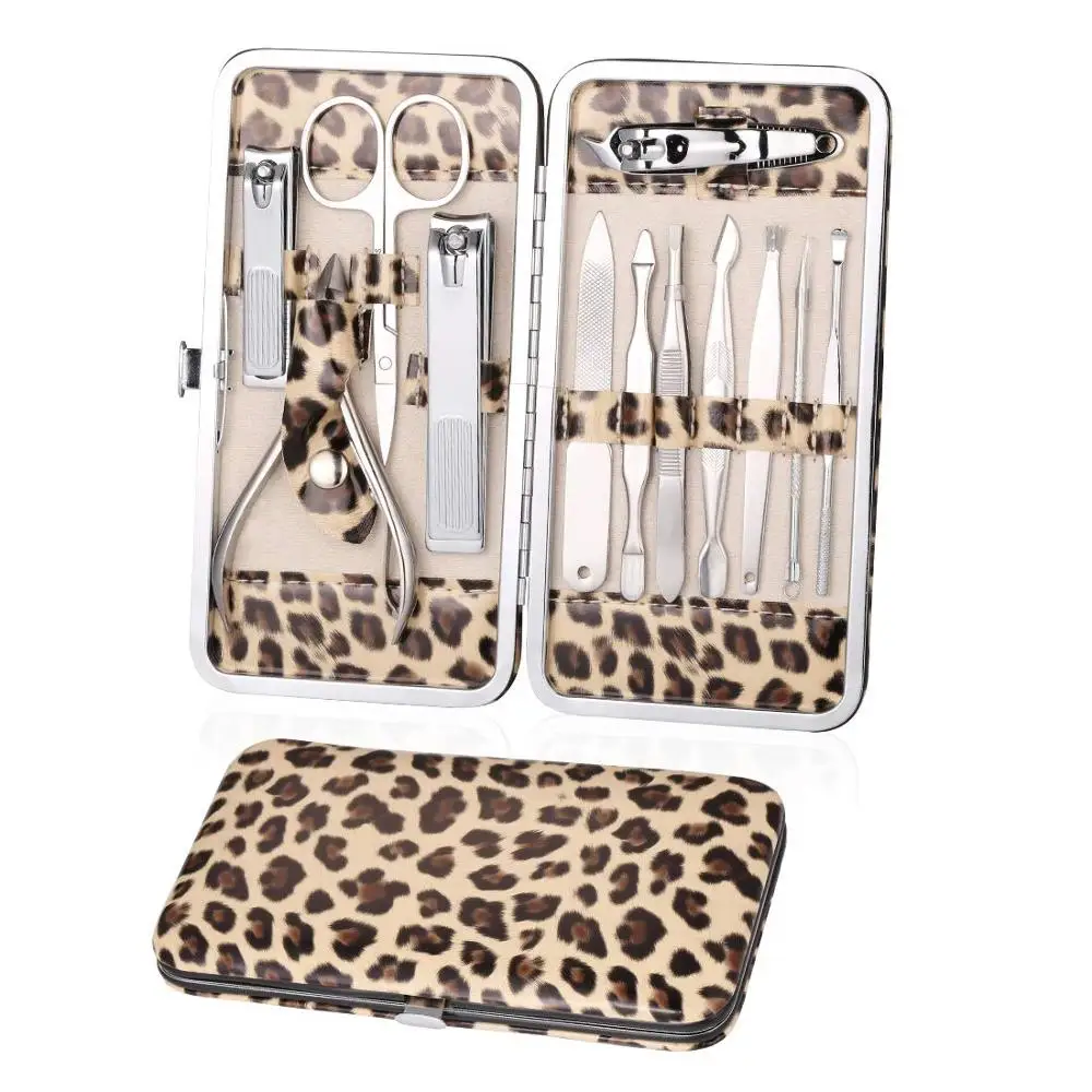 

Manicure Set, FAMILIFE Stainless Steel Pedicure Kit, 12pcs Manicure Tools with Leopard Case
