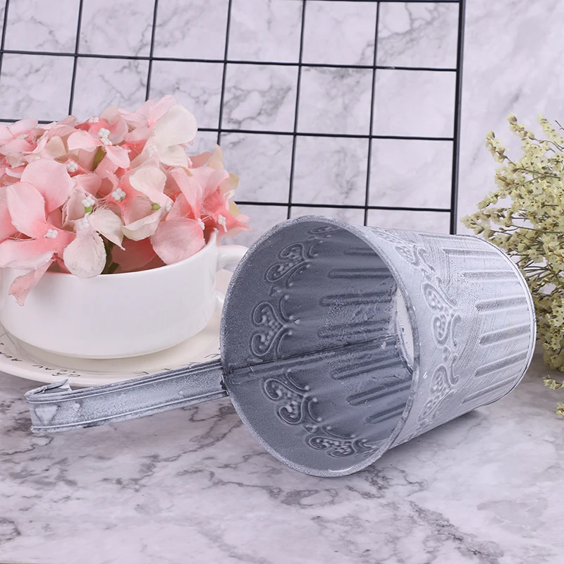 Винтажное Оловянное цветочное ведро для балкона подвесной цветок с крючком