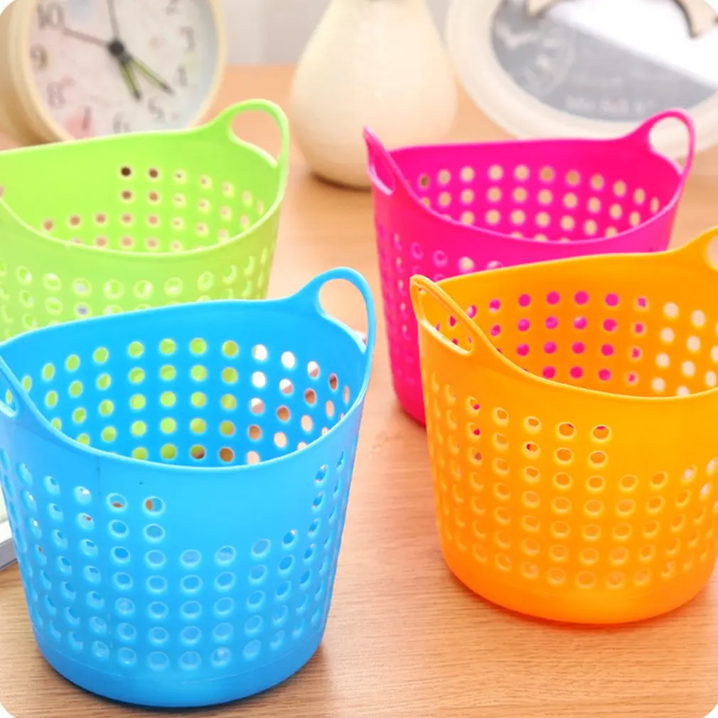 Креативная портативная мини настольная многоцелевая пластиковая корзина для
