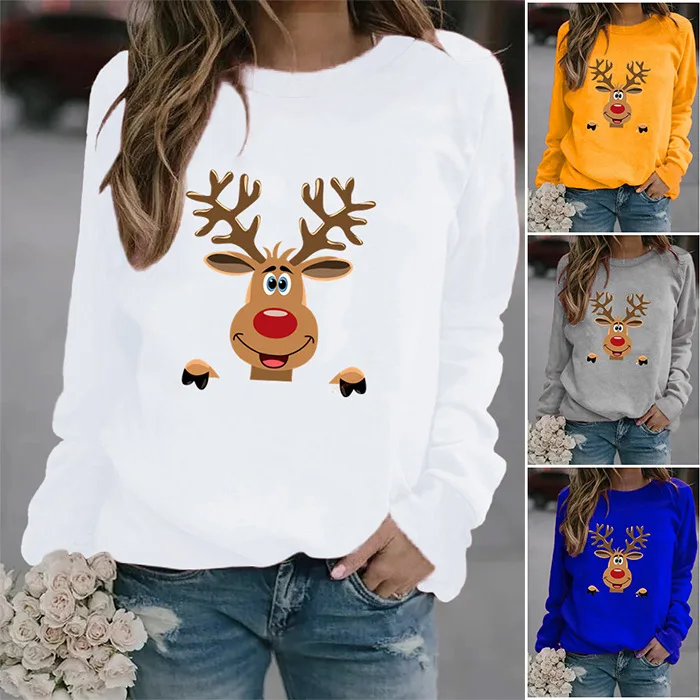 

Winter Hoodies Womens Casual Long Sleeve Tops Ladies Christmas Sweatshirts Print O Neck Tops Sudaderas Multistyle Vetement Femme