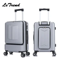letrend new business 24 inch front pocket rolling luggage trolley password box 20 boarding suitcase women travel bag trunk