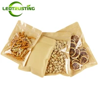 flat bottom one side clear one side kraft paper zip lock bag snack nuts powder beans spice gift resealable packaging pouches