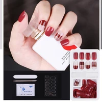 30pcsset stripe line full cover tips false nail art design artificial nails diy fashion fake nail press on short tip