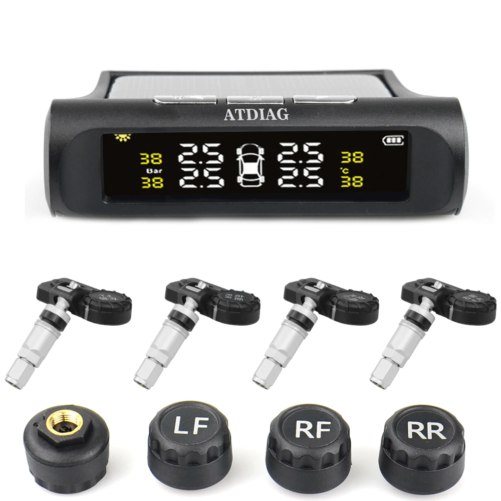 Система контроля давления в шинах TPMS работающая от солнечной энергии с 4