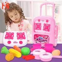 play house kitchen toy tableware trolley toys children simulation kitchen utensils tableware portable trolley kit