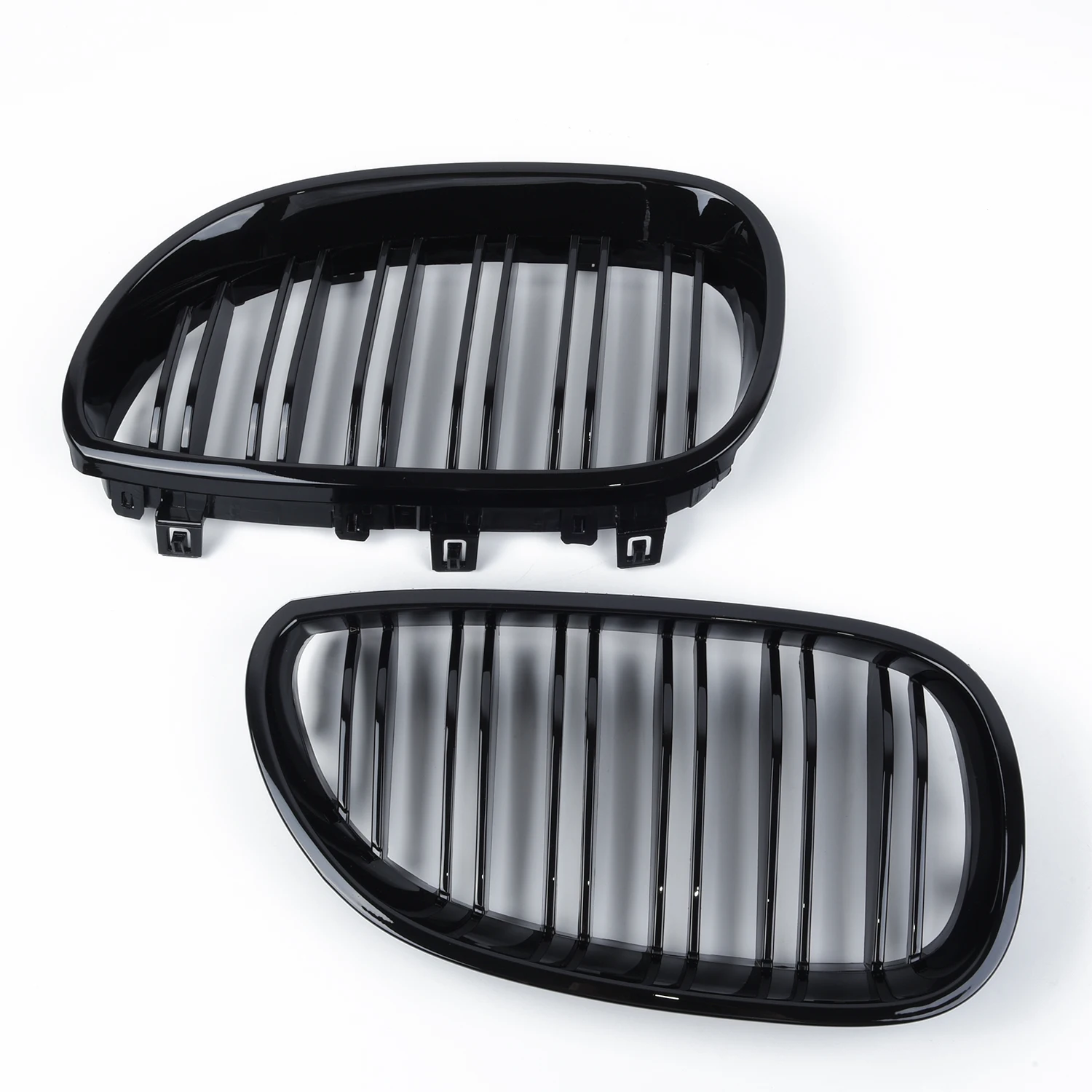 

2pcs car Front Kidney Grill Double Slat Double Line Grille for BMW 5 Series E60 E61 2003-2009 Front Kidney Grille Gloss Black