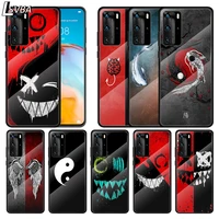 angel demon smiley yin yang for huawei p smart 2021 z p40 p30 p20 p10 lite pro plus 5g tempered glass phone case