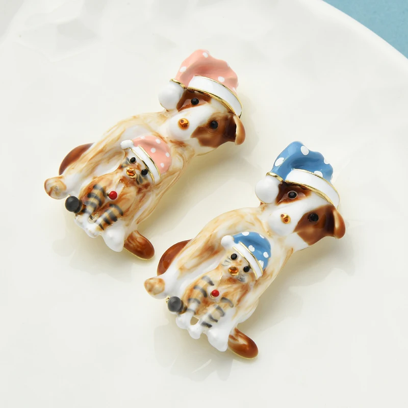 Женская Брошь в виде кошки Wuli &amp baby с эмалью форме собаки и 2 цвета - купить по