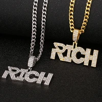 bing bing rock hip hop iced out rope chain letter rich pendants necklaces for men women jewelry for men gold sliver chain choker