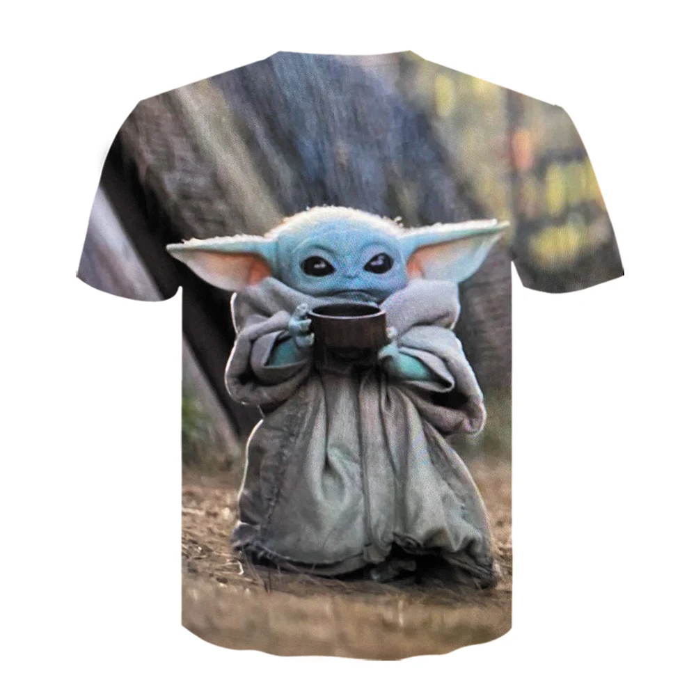 Детская футболка Yoda The Mandalorian забавная с 3D принтом мужская одежда короткими