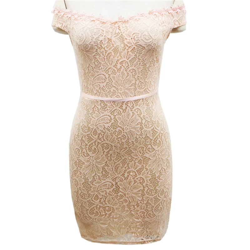 

2019 Fashion Womens Lace Floral Mini Dresses Ladies Off Shoulder Strapless Bandage Bodycon Evening Party Short Sundress