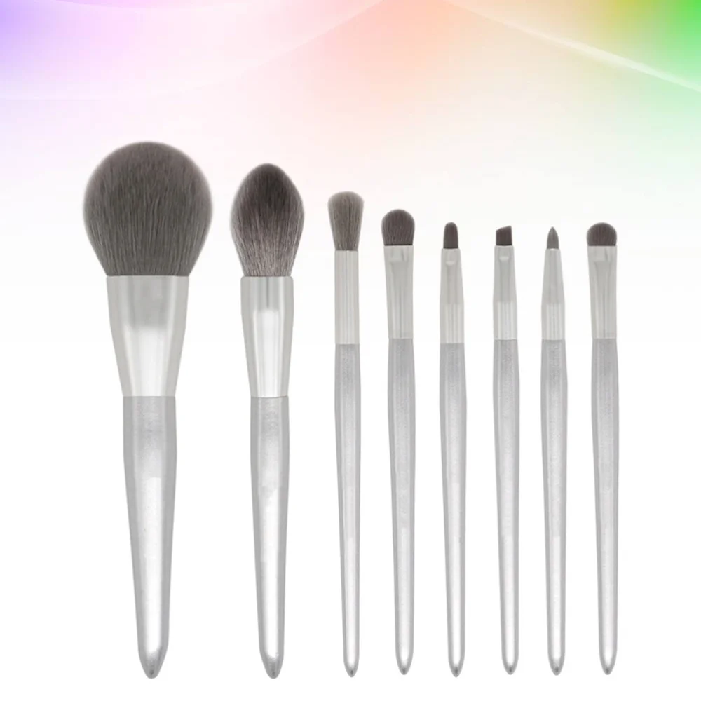 

8pcs Silver Handle Brushes Multi-function Cosmetic Brush Kit Makeup Brush Set for Girls